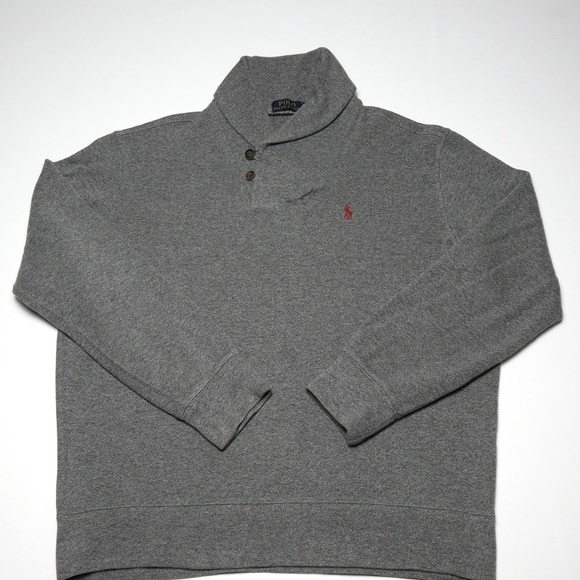Polo Ralph Lauren Other - Polo Ralph Lauren Large Heather Gray Luxury Jersey Shawl-Collar Pullover Large